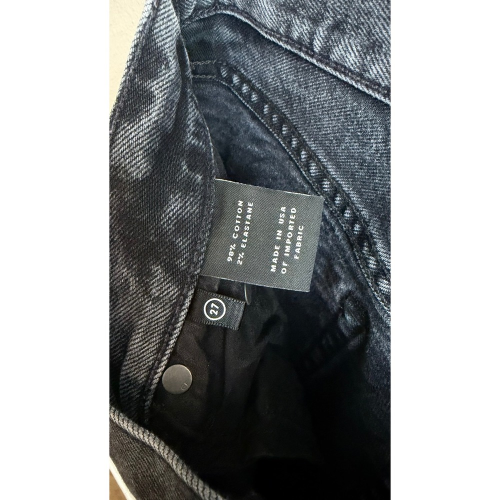 GRLFRND Tatum Jeans 27 Midnight Rambler Raw Hem Frayed Faded Black Straight Leg - Picture 3 of 8